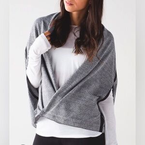 Lululemon Vinyasa Wrap scarf gray black herringbone